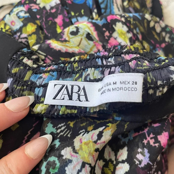 Zara Draped Floral  Halter Mini Dress Size Medium - Picture 10 of 11